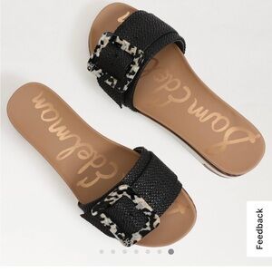 Sam Edelman Ariane Black Weave Slide Sandals with Buckle